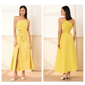 Yumi Kim Sunny Yellow One-Shoulder Midi Dress